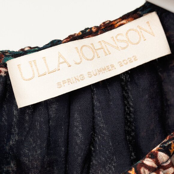 Ulla Johnson Adele Twilight Floral Print Cotton Ruffle Tiered Midi Dress - Picture 9 of 11